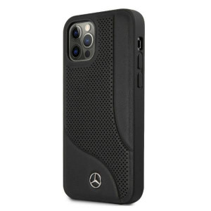 Оригинален твърд гръб с естествена кожа MERCEDES Leather Perforated Area MEHCP12LCDOBK - iPhone 12 Pro Max черен - Img 2