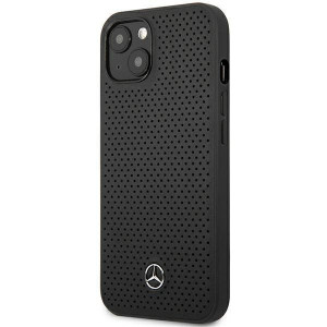 Оригинален твърд гръб с естествена кожа MERCEDES Leather Perforated MEHCP13MDELBK - iPhone 13 черен - Img 2
