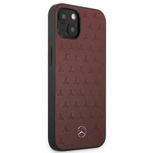 Оригинален твърд гръб с естествена кожа MERCEDES Stars MEHCP13MPSQRE - iPhone 13 червен - Img 4