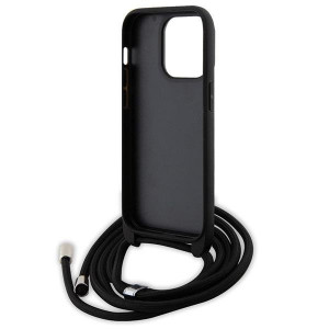 Оригинален твърд гръб с презрамка KARL LAGERFELD Saffiano Metal Pin Karl & Choupette KLHCP13LSAKCPSK case - iPhone 13 Pro черен Crossbody Saffiano Metal Pin Karl & Choupette - Img 6