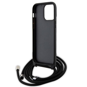 Оригинален твърд гръб с презрамка KARL LAGERFELD Saffiano Metal Pin Karl & Choupette KLHCP14XSAKCPSK case - iPhone 14 Pro Max черен Crossbody Saffiano Metal Pin Karl & Choupette - Img 6