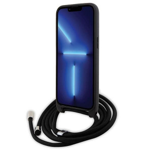 Оригинален твърд гръб с презрамка KARL LAGERFELD Saffiano Monogram Metal Pin Karl & Choupette - iPhone 15 Pro Max черен - Img 4