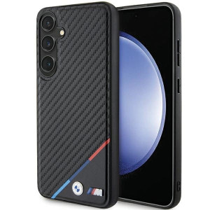 Оригинален твърд гръб BMW Carbon Tricolor MagSafe BMHMS24S23PUDTK - Samsung Galaxy S24 черен - Img 1
