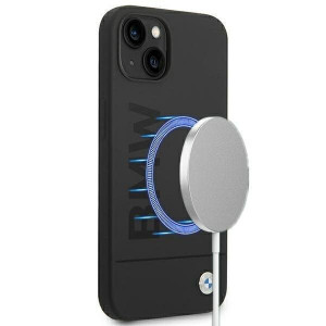 Оригинален твърд гръб BMW Silicone Signature BMHMP14MSLBLBK MagSafe - iPhone 14 Plus черен - Img 1