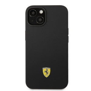 Оригинален твърд гръб FERRARI Silicone Metal Logo MagSafe FEHMSIP14SBK - iPhone 14 черен - Img 3