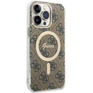 Оригинален твърд гръб GUESS 4G MagSafe GUHMP14XH4STW - iPhone 14 Pro Max кафяв - Img 3