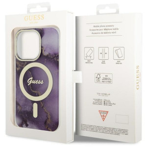 Оригинален твърд гръб GUESS Golden Marble MagSafe GUHMP14LHTMRSU - iPhone 14 Pro лилав - Img 8