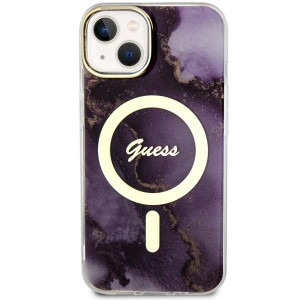 Оригинален твърд гръб GUESS Golden Marble MagSafe GUHMP14SHTMRSU - iPhone 14 лилав - Img 3