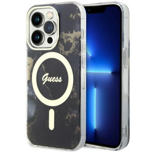 Оригинален твърд гръб GUESS Golden Marble MagSafe GUHMP14XHTMRSK - iPhone 14 Pro Max черен - Img 1