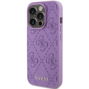 Оригинален твърд гръб GUESS Leather 4G Stamped - iPhone 15 Pro лилав - Img 2