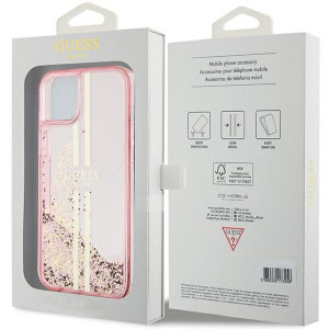 Оригинален твърд гръб GUESS Liquid Glitter Gold Stripes - iPhone 15 Plus / 14 Plus розов - Img 8