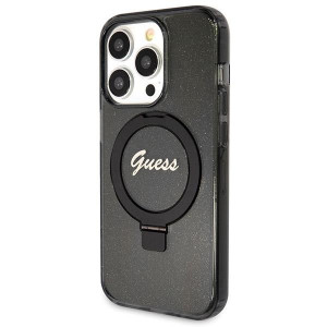 Оригинален твърд гръб GUESS Ring Stand Script Glitter MagSafe - iPhone 14 Pro черен - Img 2