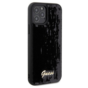 Оригинален твърд гръб GUESS Sequin Script Metal - iPhone 12 / 12 pro черен - Img 4