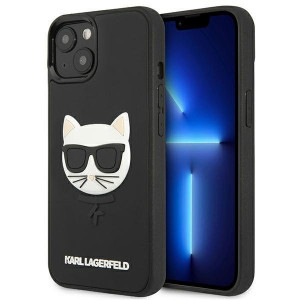 Оригинален твърд гръб KARL LAGERFELD 3D Rubber Choupette KLHCP13SCH3DBK - iPhone 13 mini черен - Img 1