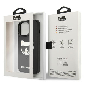 Оригинален твърд гръб KARL LAGERFELD 3D Rubber Choupette KLHCP13LCH3DBK - iPhone 13 Pro черен - Img 8