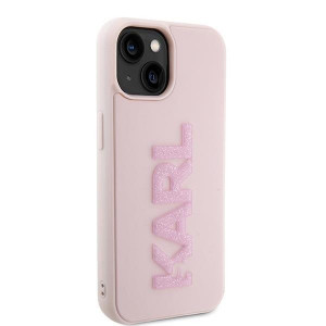 Оригинален твърд гръб KARL LAGERFELD 3D Rubber Glitter Logo - iPhone 15 розов - Img 4
