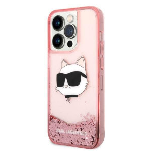Оригинален твърд гръб KARL LAGERFELD Glitter Choupette Head KLHCP14LLNCHCP - iPhone 14 Pro розов - Img 2