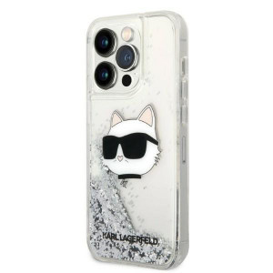Оригинален твърд гръб KARL LAGERFELD Glitter Choupette Head KLHCP14XLNHCS - iPhone 14 Pro Max сребрист - Img 2