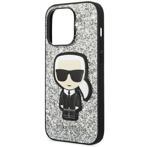 Оригинален твърд гръб KARL LAGERFELD Glitter Flakes Ikonik KLHCP14XGFKPG - iPhone 14 Pro Max сребрист - Img 6