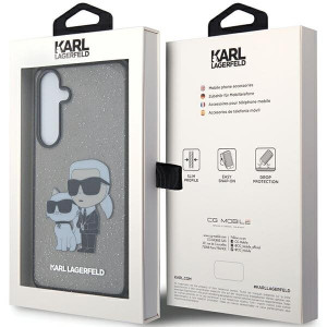 Оригинален твърд гръб KARL LAGERFELD Glitter Karl & Choupette KLHCS24MHNKCTGK - Samsung Galaxy S24+ S926 черен - Img 8