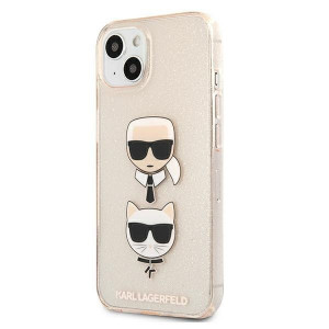 Оригинален твърд гръб KARL LAGERFELD Glitter Karl's & Choupette KLHCP13SKCTUGLGO - iPhone 13 mini златист - Img 2