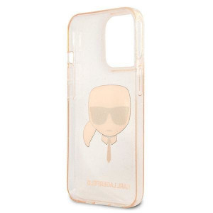 Оригинален твърд гръб KARL LAGERFELD Glitter Karl's Head KLHCP13LKHTUGLGO - iPhone 13 Pro златист - Img 7