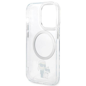 Оригинален твърд гръб KARL LAGERFELD Ikonik Karl & Choupette MagSafe KLHMP13LHNKCIT - iPhone 13 Pro прозрачен - Img 7