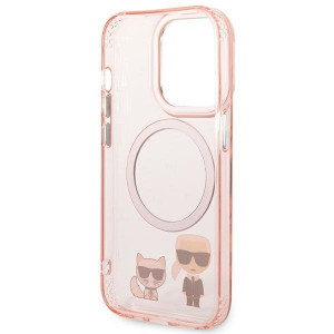 Оригинален твърд гръб KARL LAGERFELD Karl & Choupette Aluminum MagSafe KLHMP14XHKCP - iPhone 14 Pro Max розов - Img 7