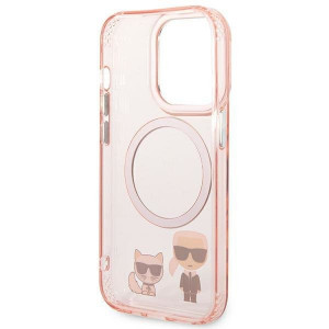 Оригинален твърд гръб KARL LAGERFELD Karl & Choupette Aluminum KLHMP14LHKCP MagSafe - iPhone 14 Pro розов - Img 7
