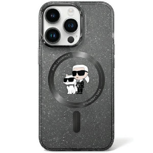 Оригинален твърд гръб KARL LAGERFELD Karl & Choupette Glitter MagSafe KLHMN61HGKCNOK - iPhone 11 черен