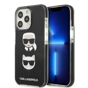 Оригинален твърд гръб KARL LAGERFELD Karl & Choupette Head KLHCP13XTPE2TK - iPhone 13 Pro Max черен - Img 1