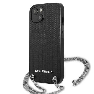 Оригинален твърд гръб KARL LAGERFELD Leather Textured and Chain KLHCP13SPMK - iPhone 13 mini черен - Img 2