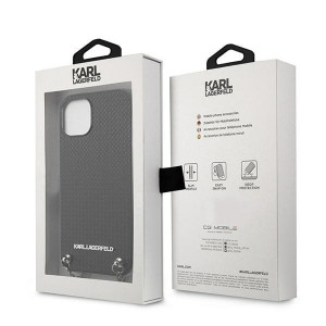Оригинален твърд гръб KARL LAGERFELD Leather Textured and Chain KLHCP13SPMK - iPhone 13 mini черен - Img 8