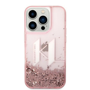 Оригинален твърд гръб KARL LAGERFELD Liquid Glitter Big KL KLHCP14LLBKLCP - iPhone 14 Pro розов - Img 3