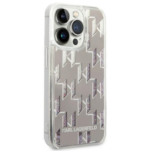 Оригинален твърд гръб KARL LAGERFELD Liquid Glitter Monogram KLHCP14LLMNMS - iPhone 14 Pro сребрист - Img 4