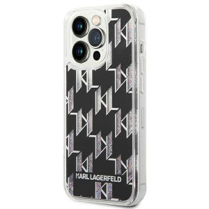 Оригинален твърд гръб KARL LAGERFELD Liquid Glitter Monogram KLHCP14XLMNMK - iPhone 14 Pro Max черен - Img 2