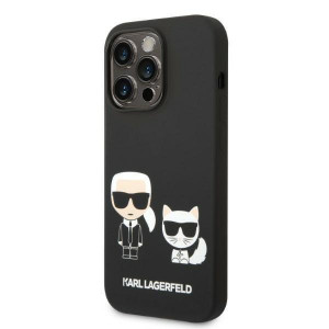 Оригинален твърд гръб KARL LAGERFELD Liquid Silicone Karl & Choupette KLHMP14LSSKCK MagSafe - iPhone 14 Pro черен - Img 2