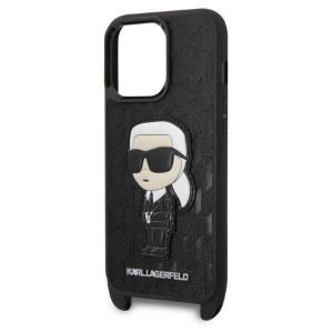 Оригинален твърд гръб KARL LAGERFELD Monogram Ikonik Patch KLHCP14LSTKMK - iPhone 14 Pro черен - Img 5