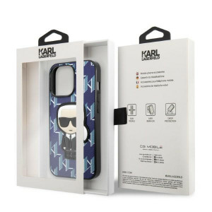 Оригинален твърд гръб KARL LAGERFELD Monogram Ikonik Patch KLHCP13LPMNIKBL - iPhone 13 Pro син - Img 8