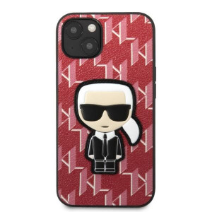 Оригинален твърд гръб KARL LAGERFELD Monogram Ikonik Patch KLHCP13SPMNIKPI - iPhone 13 mini червен - Img 3