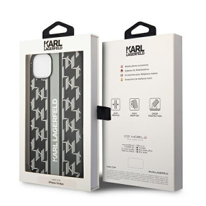 Оригинален твърд гръб KARL LAGERFELD Monogram Stripe KLHCP14MPGKLSKG - iPhone 14 Plus сив - Img 8
