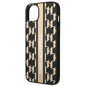 Оригинален твърд гръб KARL LAGERFELD Monogram Stripe KLHCP14MPGKLSKW - iPhone 14 Plus кафяв - Img 6