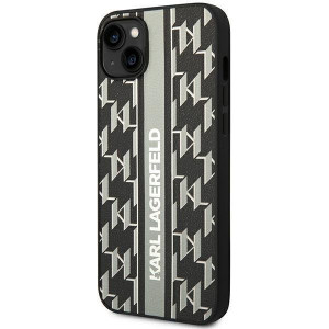 Оригинален твърд гръб KARL LAGERFELD Monogram Stripe KLHCP14SPGKLSKG - iPhone 14 сив - Img 2
