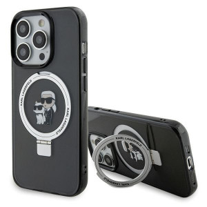 Оригинален твърд гръб KARL LAGERFELD Ring Stand Karl & Choupette MagSafe KLHMP15XHMRSKCK - iPhone 15 Pro Max черен - Img 1
