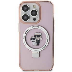 Оригинален твърд гръб KARL LAGERFELD Ring Stand Karl & Choupette MagSafe KLHMP15LHMRSKCP - iPhone 15 Pro розов - Img 4