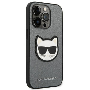 Оригинален твърд гръб KARL LAGERFELD Saffiano Choupette Head Patch KLHCP14LSAPCHG - iPhone 14 Pro сребрист - Img 4