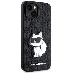 Оригинален твърд гръб KARL LAGERFELD Saffiano Monogram Choupette KLHCP14MSAKHPCK - iPhone 14 Plus черен - Img 4