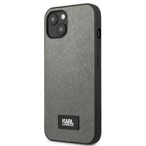 Оригинален твърд гръб KARL LAGERFELD Saffiano Plaque KLHCP13SSFMP2DG - iPhone 13 mini сребрист - Img 2