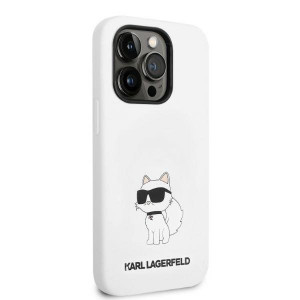 Оригинален твърд гръб KARL LAGERFELD Silicone Choupette MagSafe KLHMP14LSNCHBCH - iPhone 14 Pro бял - Img 4