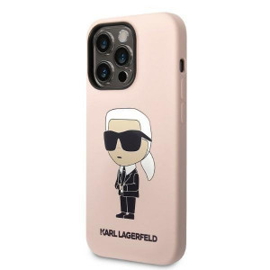 Оригинален твърд гръб KARL LAGERFELD Silicone Ikonik KLHCP14LSNIKBCP - iPhone 14 Pro розов - Img 2